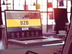 B2B - Business to Business - Concept - Closeup on Laptop Screen in Modern Office Workplace-240